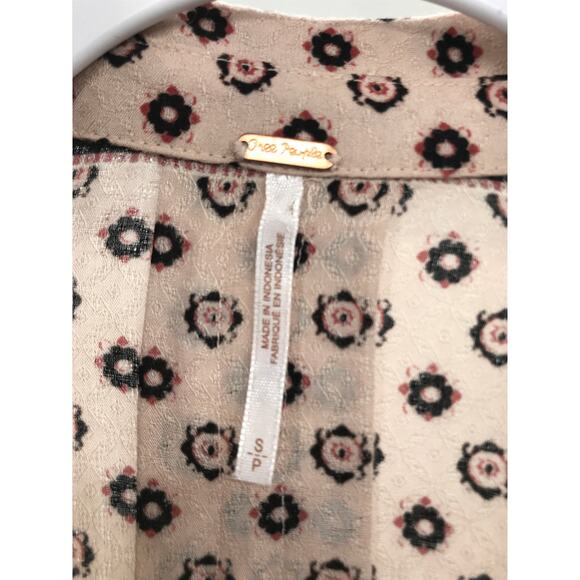 Free People Changing Times Printed Tunic Blouse S Tea - Picture 4 of 8